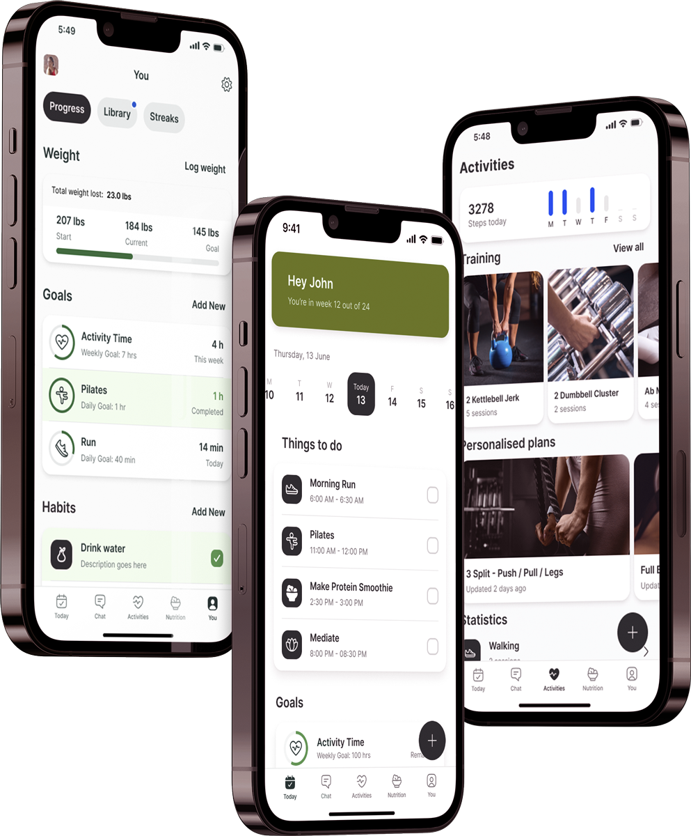 A mockup of the coaching app showcasing the features.